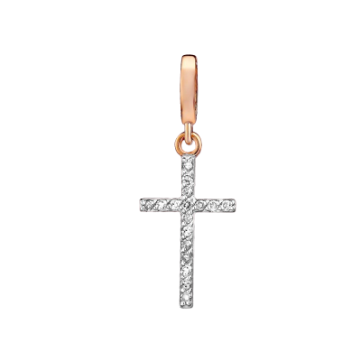 Kreuz Anhänger aus Rot/ Weißgold 585 mit Brillant