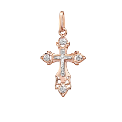 Goldkreuz aus Rot/ Weißgold 585 mit Brillant