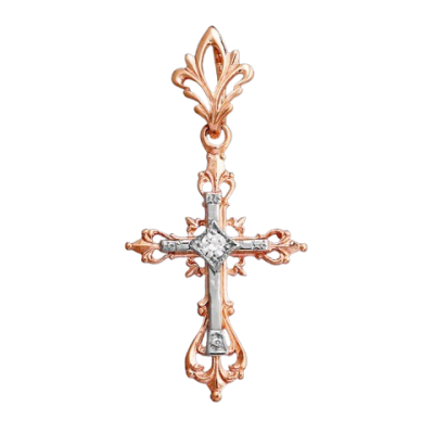 Kreuz Anhänger aus Rot/ Weißgold 585 mit Brillant