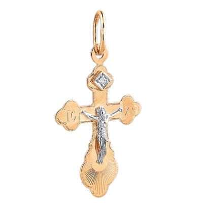 Goldkreuz aus Rot/ Weißgold 585 mit Brillant