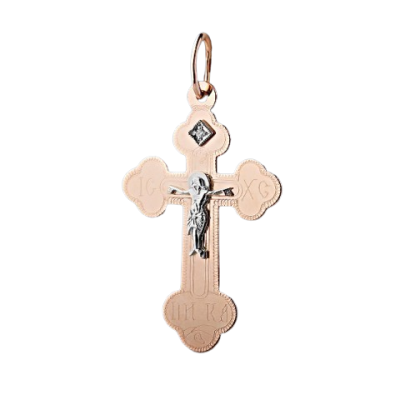 Kreuz Anhänger aus Rot/ Weißgold 585 mit Brillant