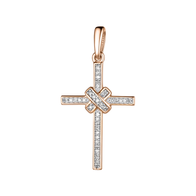 Kreuz Anhänger aus Rot/ Weißgold 585 mit Brillant
