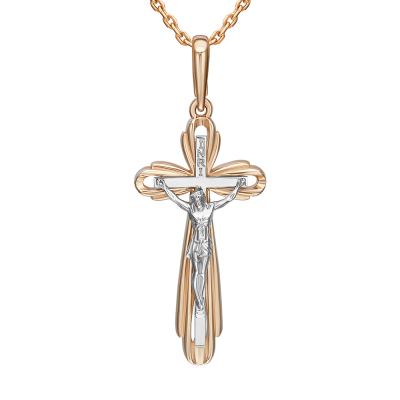 Goldkreuz aus Rot/ Weißgold 585