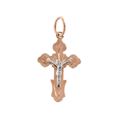Kreuz Anhänger aus Rot/ Weißgold 585