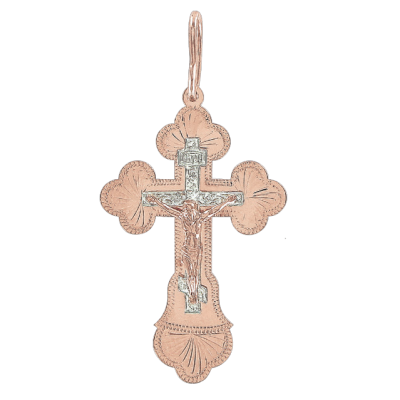 Kreuz Anhänger aus Rot/ Weißgold 585