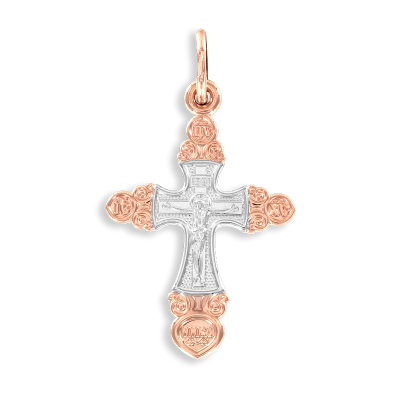 Kreuz Anhänger aus Rot/ Weißgold 585