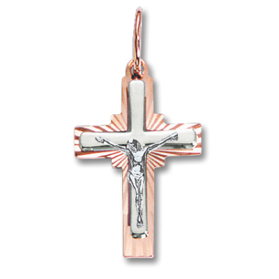 Goldkreuz aus Rot/ Weißgold 585