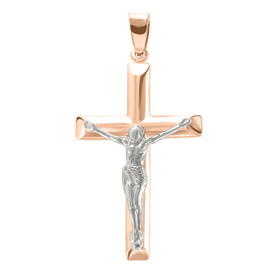 Kreuz Anhänger aus Rot/ Weißgold 585