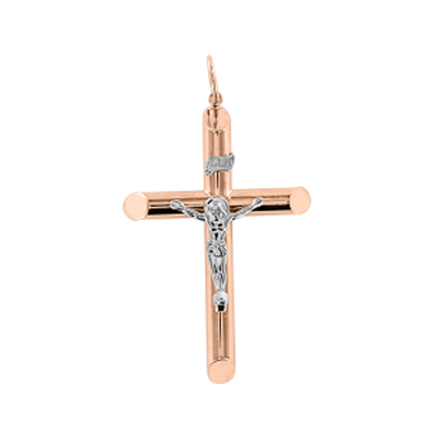 Kreuz Anhänger aus Rot/ Weißgold 585