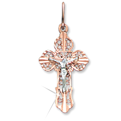Kreuz Anhänger aus Rot/ Weißgold 585