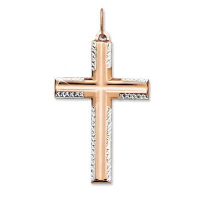 Kreuz Anhänger aus Rot/ Weißgold 585