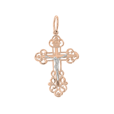 Kreuz Anhänger aus Rot/ Weißgold 585
