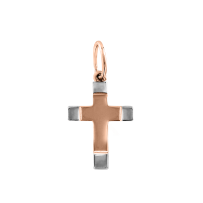 Kreuz Anhänger aus Rot/ Weißgold 585