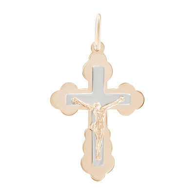 Kreuz Anhänger aus Rot/ Weißgold 585
