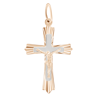 Goldkreuz aus Rot/ Weißgold 585