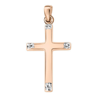 Kreuz Anhänger aus Rot/ Weißgold 585