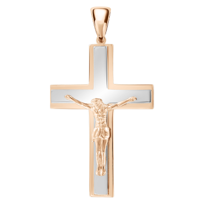 Goldkreuz aus Rot/ Weißgold 585