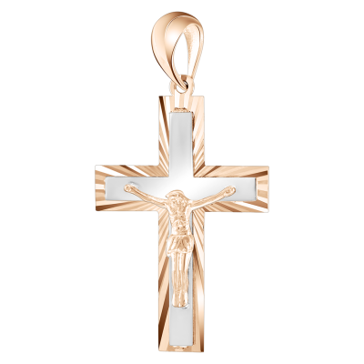 Goldkreuz aus Rot/ Weißgold 585