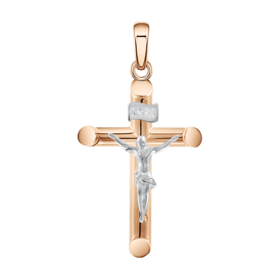 Goldkreuz aus Rot/ Weißgold 585