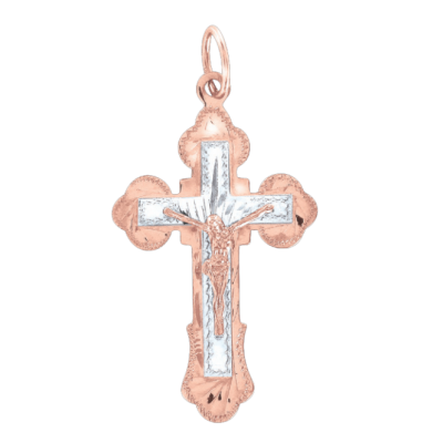 Kreuz Anhänger aus Rot/ Weißgold 585