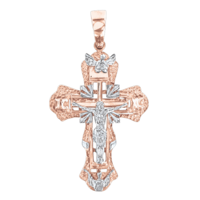 Kreuz Anhänger aus Rot/ Weißgold 585