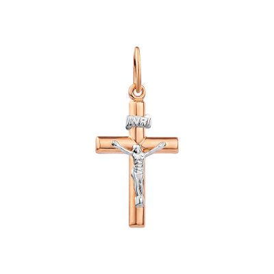Kreuz Anhänger aus Rot/ Weißgold 585