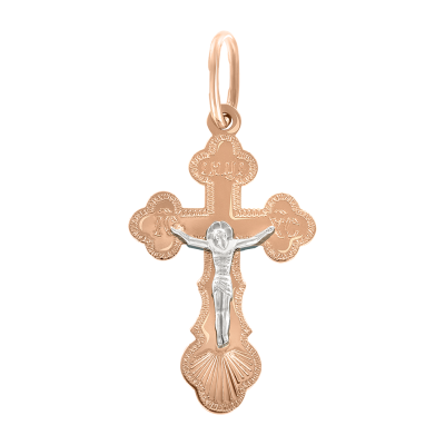 Kreuz Anhänger aus Rot/ Weißgold 585