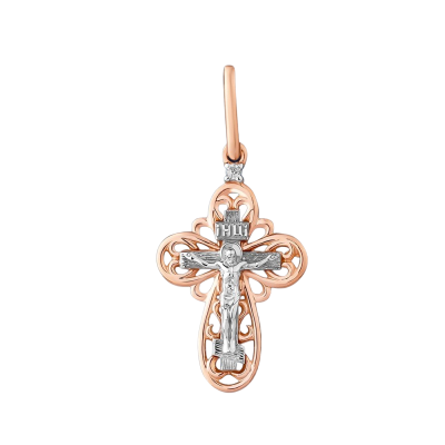 Kreuz Anhänger aus Rot/ Weißgold 585