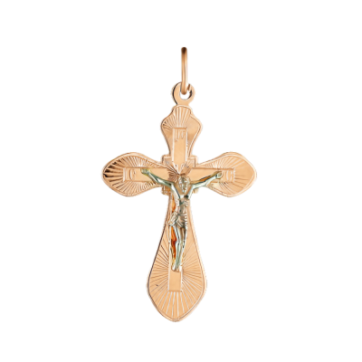 Kreuz Anhänger aus Rot/ Weißgold 585
