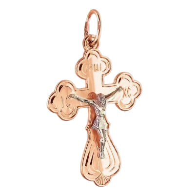 Kreuz Anhänger aus Rot/ Weißgold 585