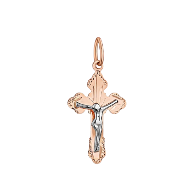 Kreuz Anhänger aus Rot/ Weißgold 585