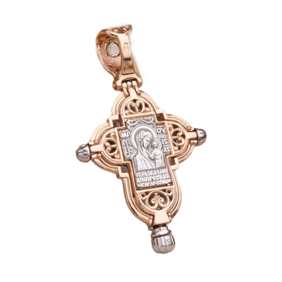 Kreuz Anhänger aus Rot/ Weißgold 585