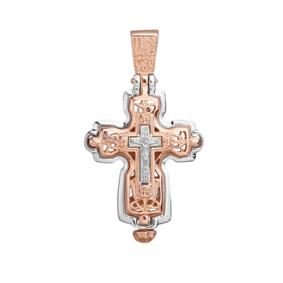 Kreuz Anhänger aus Rot/ Weißgold 585