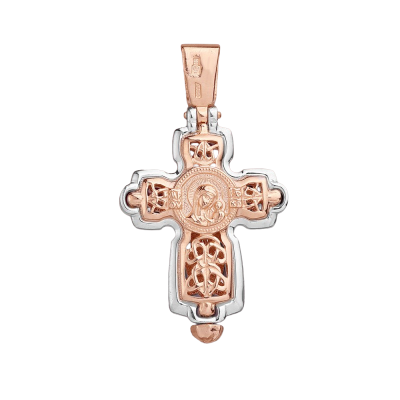 Kreuz Anhänger aus Rot/ Weißgold 585