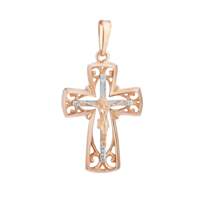 Goldkreuz aus Rot/ Weißgold 585