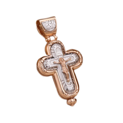 Kreuz Anhänger aus Rot/ Weißgold 585
