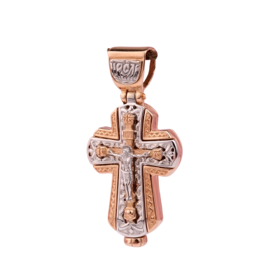 Kreuz Anhänger aus Rot/ Weißgold 585