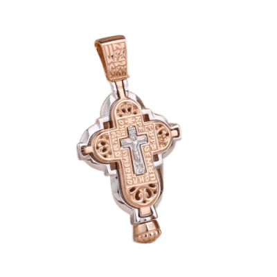 Kreuz Anhänger aus Rot/ Weißgold 585