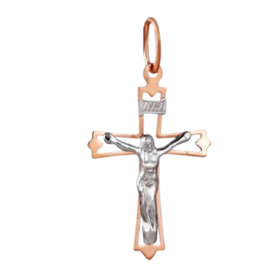 Kreuz Anhänger aus Rot/ Weißgold 585