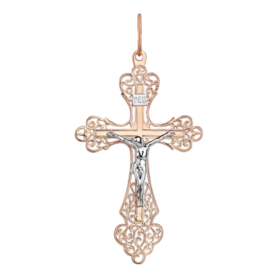 Goldkreuz aus Rot/ Weißgold 585