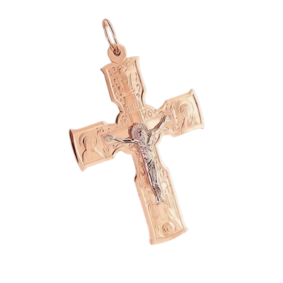 Kreuz Anhänger aus Rot/ Weißgold 585