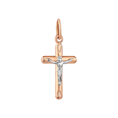 Kreuz Anhänger aus Rot/ Weißgold 585