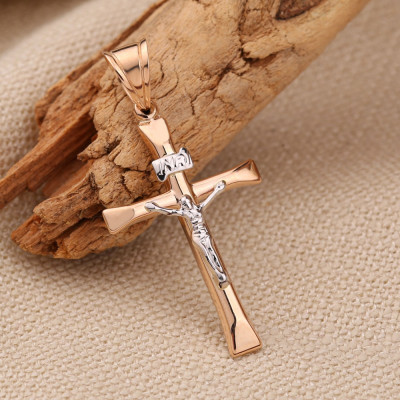 Goldkreuz aus Rot/ Weißgold 585