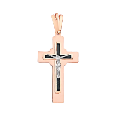 Kreuz Anhänger aus Rot/ Weißgold 585