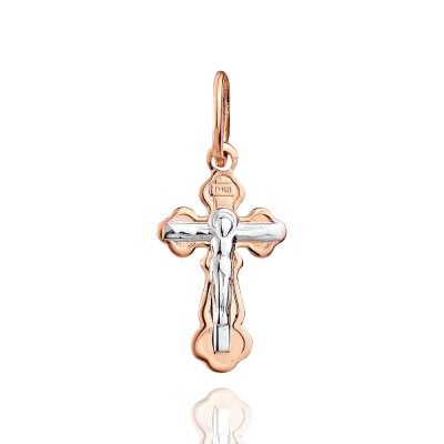 Kreuz Anhänger aus Rot/ Weißgold 585