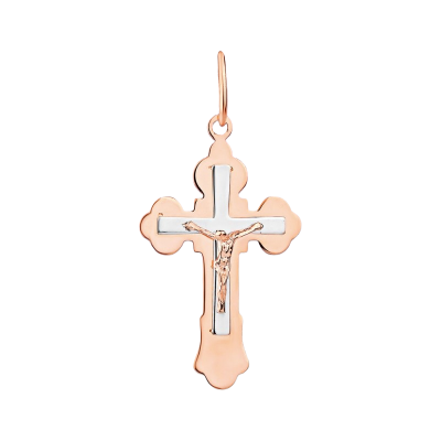 Kreuz Anhänger aus Rot/ Weißgold 585