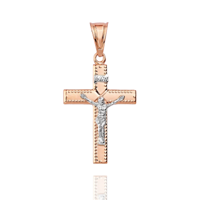 Kreuz Anhänger aus Rot/ Weißgold 585