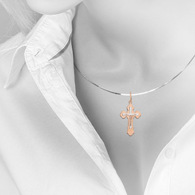 Kreuz Anhänger aus Rot/ Weißgold 585
