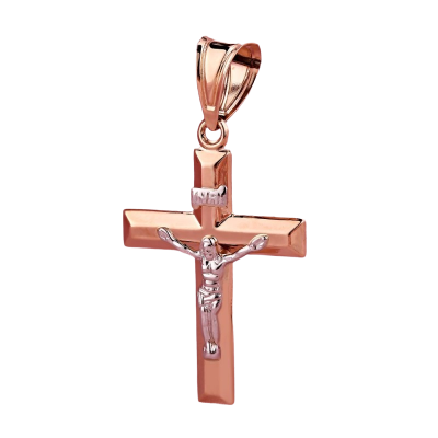 Kreuz Anhänger aus Rot/ Weißgold 585