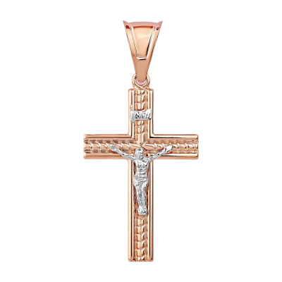 Kreuz Anhänger aus Rot/ Weißgold 585